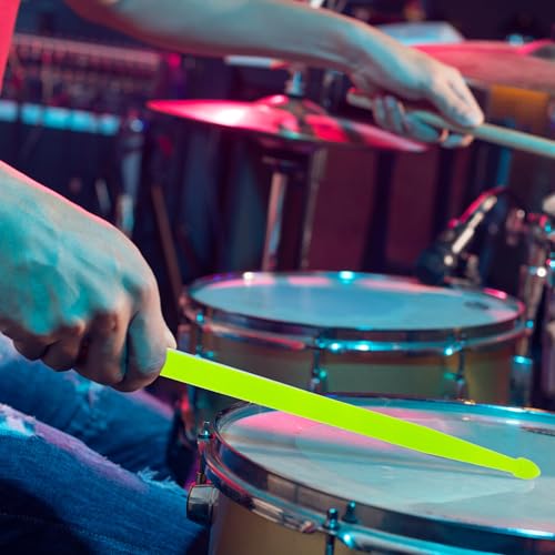 2 piezas de Baquetas Fluorescentes Verdes para Batería con Equilibrio para Bateristas Profesionales y Principiantes para Actuación Nocturna con Brillo miniatura 6