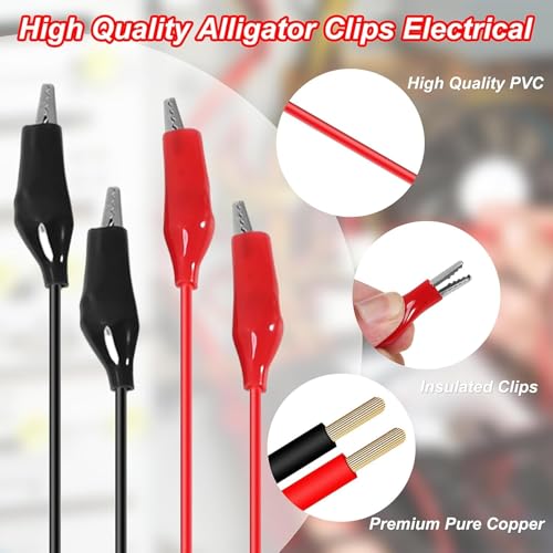 Image of 8PCS Alligator Clips Electrical, 1M Alligator Clips with Wires, Test Leads with Alligator Clips, Double-Ended Jumper for Electrical Testing, Circuit Connection