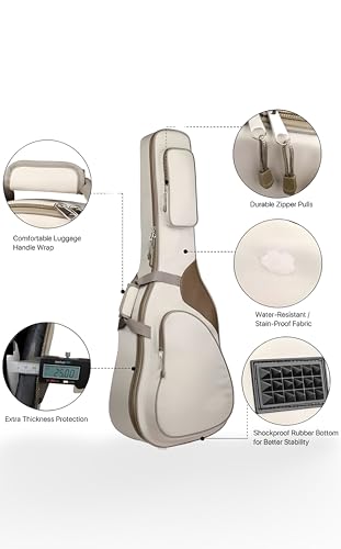 Image of The Melod Musical Instruments Heavy Duty Padded Musical Lover 40,41,42, Inchi Acoustic Premium Guitar Bag,Case,Cover (Cream and Brown)