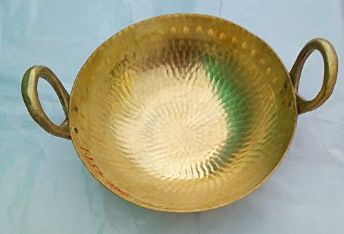 JOLLYJOLLYIndian Traditional Brass Regular Karahi Cooking Kadai Cooking Wok Capacity 2 Litre