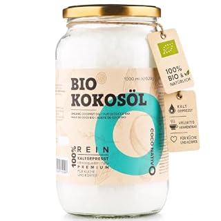 Bio Kokosöl CocoNativo - 1000mL (1L) - Bio Kokosfett, Kokosnussöl, Premium, Nativ, Kaltgepresst