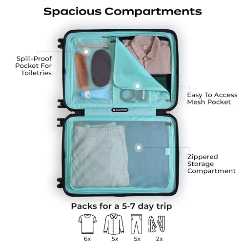 Image of Midnight Voyager Check-in Medium 67.5cm | Trolley Bag Hard Case Polycarbonate, 4 Wheels 360 Degree Wheeling System Luggage, Suitcase for Travel, with Front Laptop Access (Strom Blue)