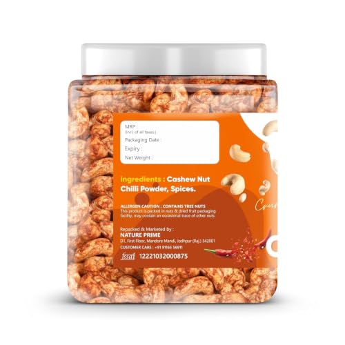 Image of Nature Prime Masala Kaju 1kg | Spicy Seasoned Cashew Nuts | Crunchy Savoury Snack | Ready to Eat