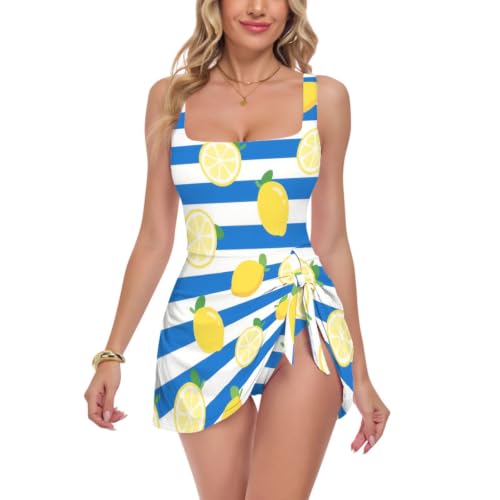 Traje de baño adelgazante mujer para moldear silueta con estampado de limones