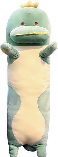 Almohada de felpa de dinosaurio de 27.6 pulgadas de largo, bonita almohada gigante para abrazar, suave, grande, cómoda, de dibujos animados,