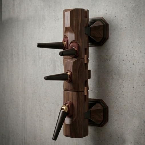 Wooden Wing Chun Dummy Wall Mounted Mook Yan Jong with Brass Accents | Dual Staggered Spring Arms, Kung Fu & Boxing, Home Gym Training, Faceted Design, Martial Arts Equipment-image-25