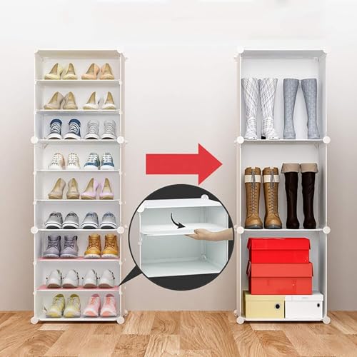 Image of AYSIS 𝟏𝟐 𝐒𝐡𝐞𝐥𝐟 DIY Shoe Rack Box Organizer | Multi-Purpose Plastic Shoe Rack for Home | Home Storage Shoe Rack with Door for Entryway, Chappal Slipper Sandals Shoe Stand【White, 12-Shelf-6-Door】