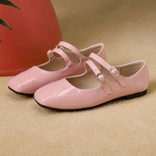 Parisuit Mary Jane Ballet Flats Women Square Toe Double Ankle Strap Pumps Comfortable Rockabilly Vintage Shoes2