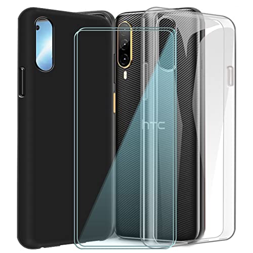 CXKJ 2 Pièces Coque + 2 Pièces Verre trempé Protection écran pour HTC Desire 22 Pro (6.60 Pouce),Ultra Fin Silicone TPU Bumper Housse Etui Antichoc Cover...