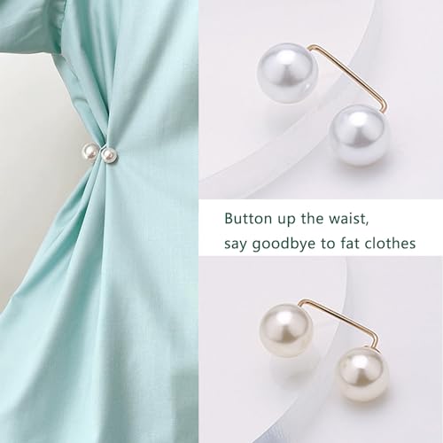 Image of 12 Pack Brooch Pins Artificial Pearl Safety Pins Anti-exposure Neckline Sweater Shawl Clips with Double End Decorative Pearls Cardigan Collar Holder for Women Wedding Dress Blouse V-line Tops