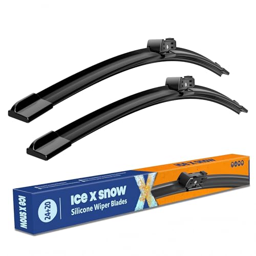 Image of 24 inch+20 inch Silicone Windshield Wiper Blades Replacement for Audi Q3 A4 Q5 A5 RS5 S5 2020 2019 2018 2017 2016-2009 Oem Quality Wiper Blades Durable and Quiet Windshield Wipers (Pack of 2)