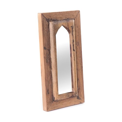 DESIGN DELIGHTS Miroir Mural Oriental Yara | 40 cm, Bois dacajou, Teck | Miroir rectangulaire, Miroir dentrée dans Le Style marocain, Miroir en Bois