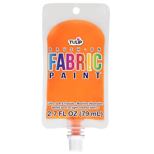Tulip Brush-On Fabric Paint, Orange 2.7 fl oz Pouch, Dries Soft and Permanent