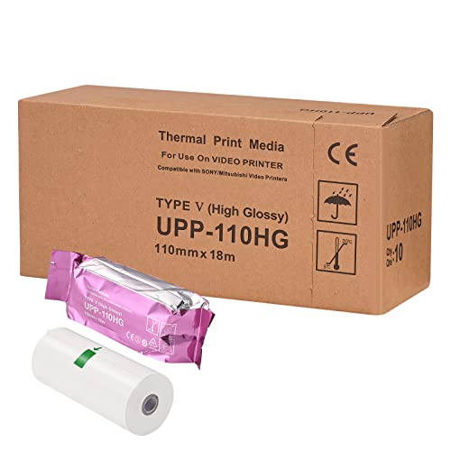 Ultrasound Paper 10 Rolls,Thermal Print Media upp 110 high Gloss Film, Black