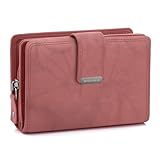 ekavale Damen Geldbörse aus weichem Leder mit RFID-Schutz - Damen-Portemonnaie (Antik-Himbeere)