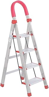 Ladder Step Ladders Folding Step Ladder 4 Step Ladder Stainless Steel Step Stool with Rubber Hand Grip Lightweight Multi Portable Home Ladder 4.5ft(Ladder)