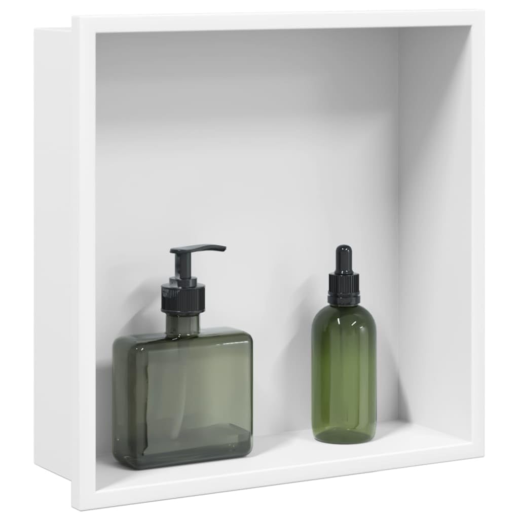 Nicchia per Doccia Bianco Opaco 32x32x9cm Acciaio Inox
