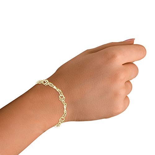 Charm Dog Paw And Bone Bracelet for Men & Womens in 14k Gold Over Sterling Silver Bangle Bracelet3