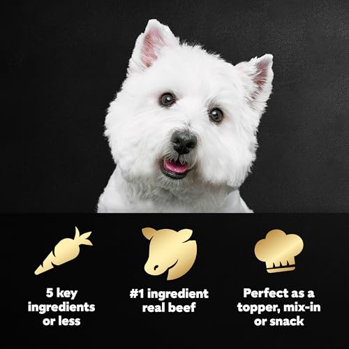 Image of Cesar Simply Crafted Wet Dog Food Toppers, Beef & Chicken, 1.3 oz, 10 Count | Real beef #1 ingredient, 5 key ingredients, no by-products or artificial flavors, slow-cooked, single-serve tubs