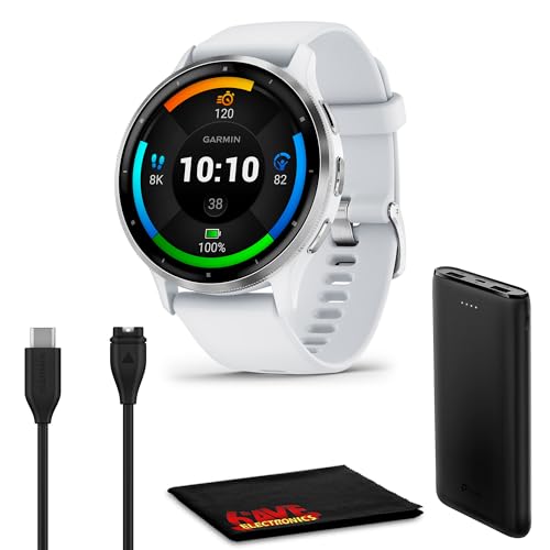 Garmin Venu 3 Advanced Fitness and Health Tracker GPS Smartwatch, 14 Days Battery Life with Silver Stainless Steel Bezel and 45mm Whitestone Case & Silicone Band 1.4 Inch AMOLED Touch Screen Display