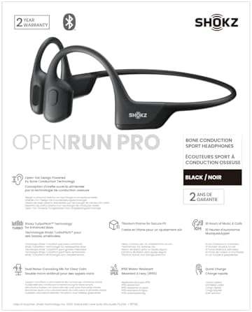 Shokz OpenRun Pro - Premium Bone Conduction Open-Ear Bluetooth Sport Headphones - Sweat Resistant Wireless Earphones for Workouts and Running with Deep Base - Built-in Mic, with Headband (Black) - 3