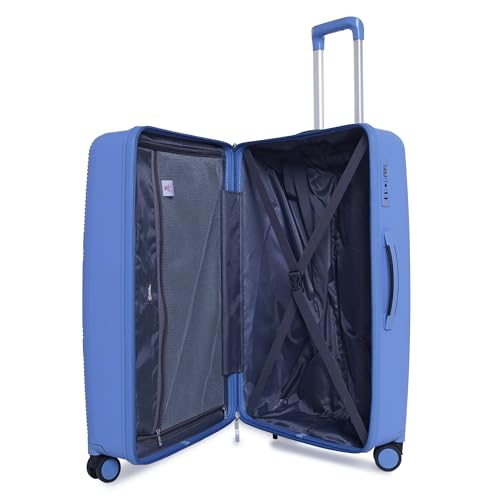 Image of SWISS MILITARY Maze Hard Top Black Polypropylene (PP) Luggage Trolley Bag with TSA-Lock & Body Coloured 360 Degree Rotatable 8-Wheels,Color -Sky Blue,24 Inch