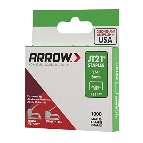 Arrow 214 Jt21 Thin Wire Staples For Staple Guns And Staplers, Use For Upholstery, Crafts, General Repairs, 1/4 Inch, 1000-Pack #TOP1