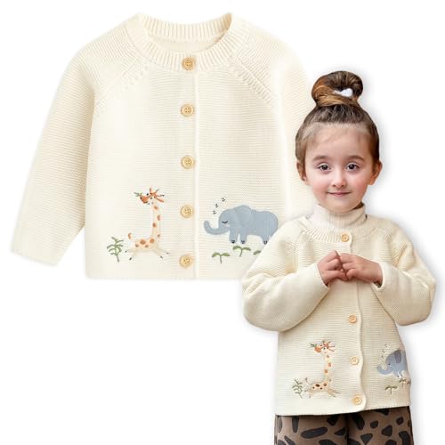 Curipeer Toddler Girls Cardigans Long Sleeve Button Closure Blue Knit Sweaters Outfits with Pockets