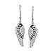 Two Tone Spiritual Guardian Angel Wing Feather Cubic Zirconia Black White CZ Lever back Earrings For Women Silver Plated