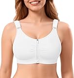 CYDREAM Front Zip Closure Bras for Women No Underwire - Wireless Comfort Compression Support Adjustable Everyday Bra (US, Alpha, Large, Regular, Regular, White)