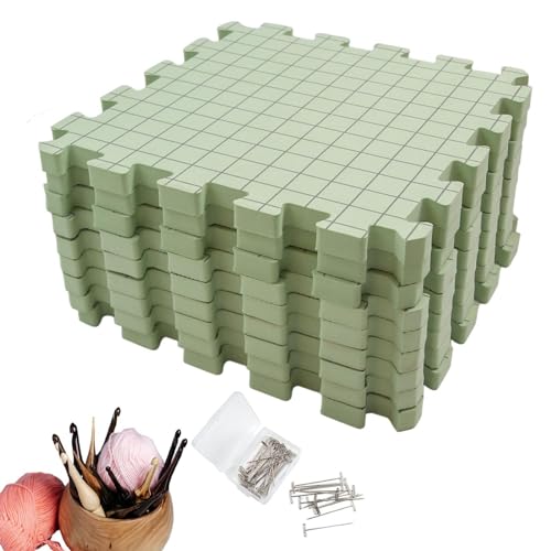Planche de blocage carrée en bois pour crochet, 33 x 33 cm, avec 15 Planche de blocage carrée en bois pour crochet, 33 x 33 cm, avec 15