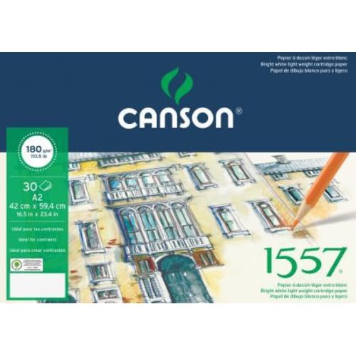 Lot de 3 Bloc 30 feuilles 1557® (collées 1 côté) 42x59.4 180g/m², grain léger blanc pur