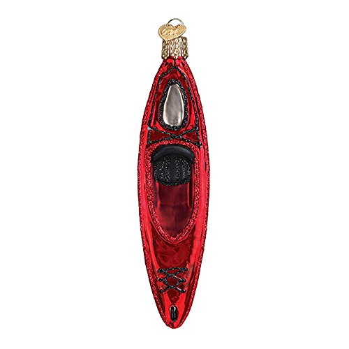 Old World Christmas Red Kayak Glass Ornament