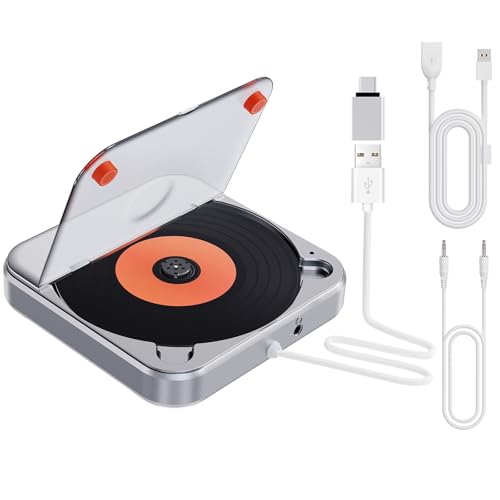 CD Player für Auto mit USB/AUX-Anschluss, CENXINY Externer CD-Player kompatibel mit Auto Radio, universeller Player fürs Fahrzeug, mit AUX-Kabel/USB-Verlängerungskabel