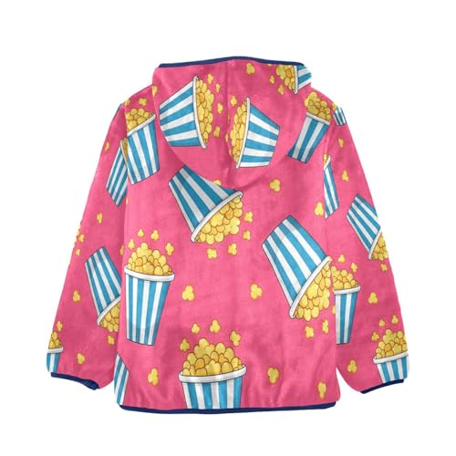 Popcorn Buckets on Pink Toddler Fleece Jacket Girl Boys Hooded Fleece Jacket Coat Warm Outwear Zip-up 3-10T2