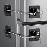 2 Pack Refrigerator Locks, Child Proof Door Fridge Locks for Kitchen Freezer, Cabinets and Drawers, Air Oven Air Fryer, Closets, Windows-No Tools Need or Drill (Patent) (2 Pack-Black Lock)