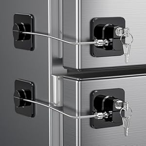 2 Pack Refrigerator Door Locks, Child Proof Fridge Lock for Kitchen Freezer, Cabinets and Drawers, Air Oven Air Fryer, Closets, Windows, Doors-No Tools Need or Drill (Patent)