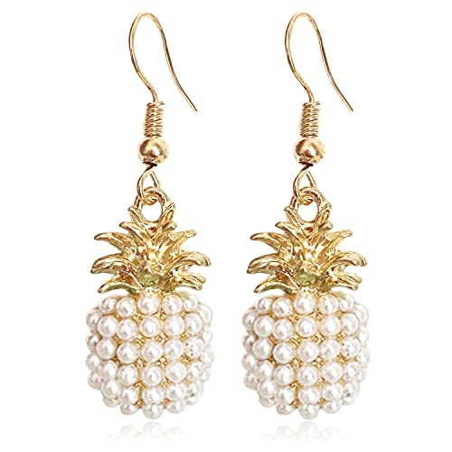 Cute-14k-Gold-Sparkly-Crystal-Pineapple-Dangle-Drop-Earrings-Colorful-Pearl-Pineapple-Hook-Earrings-for-Women-Hawaiian-Vacation-Beach-Party-Dangle-Drop-Fruit-Earring