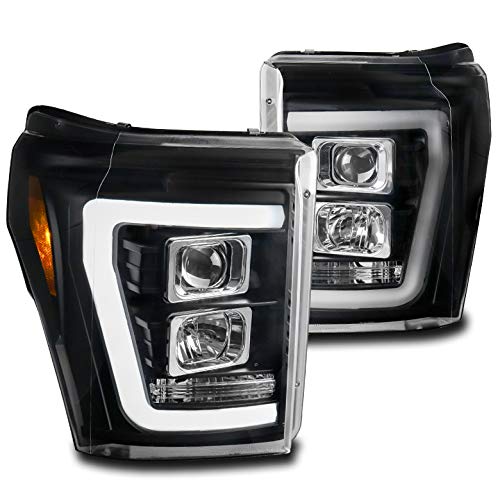 ZMAUTOPARTS LED DRL Black Projector Headlights Headlamps For 2011-2016 Ford F-250 / F-350 / F-450 / F-550 Super Duty