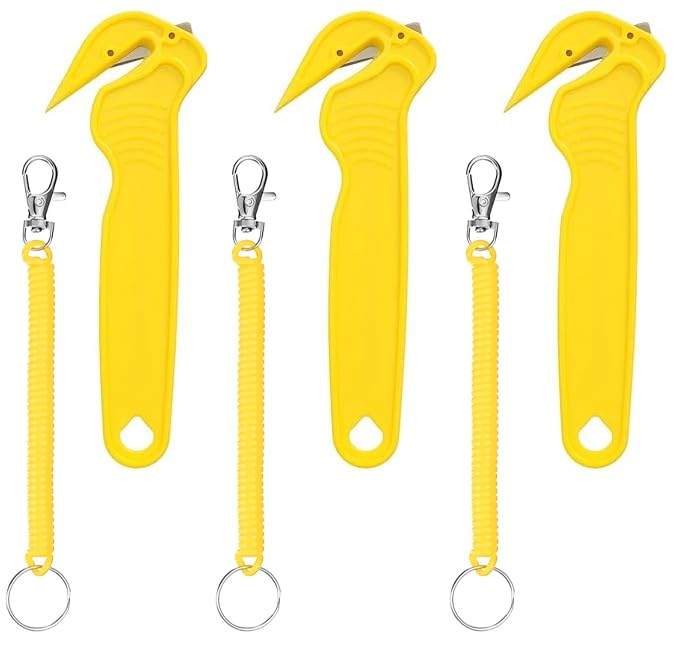 6 Pcs Box Cutter, Box Cutter Safety, Box Opener for Warehouses and Logistics, Packaging, Warehouse, Stretch Film, Good Tool for Logistics and DIY Enthusiasts, with Safety Ropes