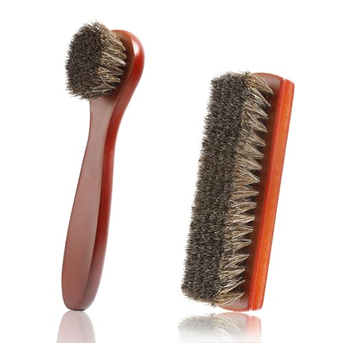Kit de Nettoyage pour Chaussures et Cuir - 2 Pièces Brosse à Chaussure et Brosse de Nettoyage - Pour Entretien Cuir et Voiture