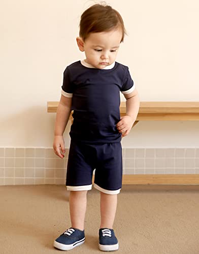 Vaenait Baby 6M-12Y Kids Boys Girls Toddler Solid Cotton Daily Short Summer Pajamas Pyjamas Sleepwear Set Macaron3