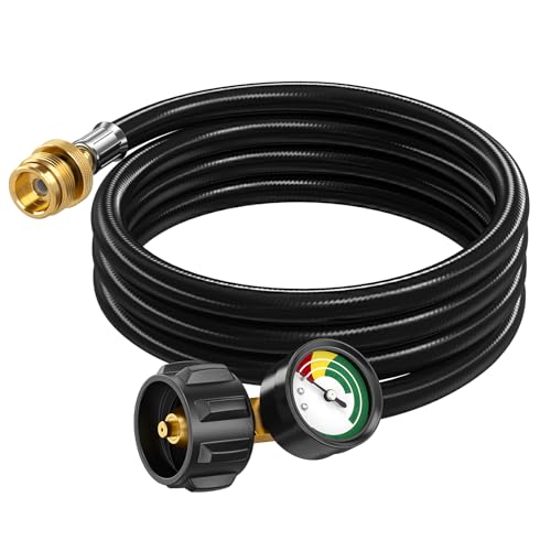 Alloxity 6ft Propane Hose Adapter 1lb to 20lb with Gauge, Propane Tank Adapters 1 lb to 20 lb
