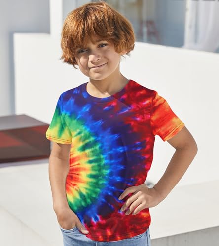 Image of Boys Tie Dye Shirt Size 4-14 Hippies Senior Rainbow Tees T Shirts for Kids | Tees T shirts for Kids