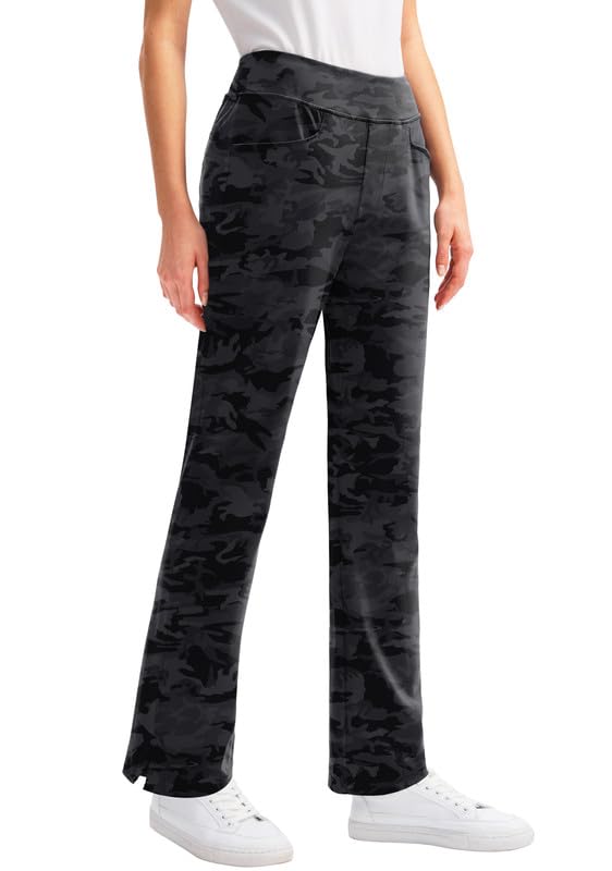 SANTINY Pantaloni da golf da donna con 3 tasche, elasticizzati, a vita alta, per viaggi, lavoro, casual