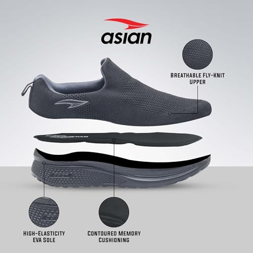 Image of ASIAN Wonderwalk-12 Walking Shoes for Men | Ultra Lightweight & Breathable Shoe| Full EVA Sole, Soft Memory Foam Insole, Easy Slip-On Comfort | Inspired by MS Dhoni Everyday Walking Style