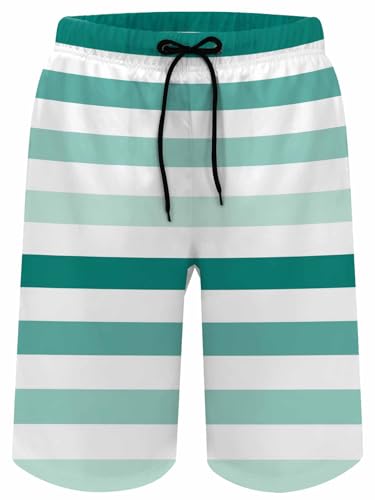 Men's Swim Trunks Water Color Striped Farmhouse Quick Dry Beach Pants Swimsuits Bathing Suits for Men
