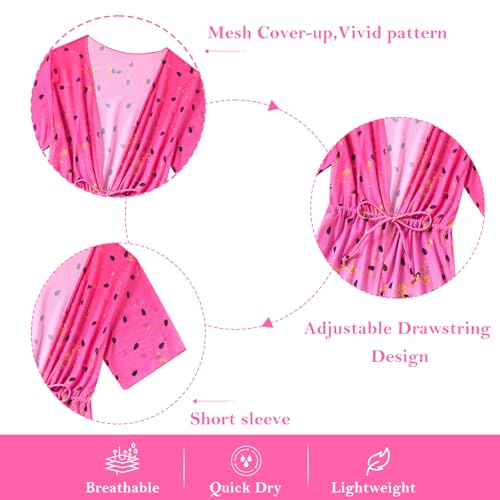Image of Funnycokid Girls Bathing Suits One Piece Swimsuit with Cover Up Kids Swim Suit Size 8-16
