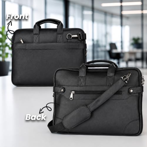 Image of Giftana 6 in 1 Premium Laptop Bag with Personalized Diary and Pen, Keychain, Card Holder, Mobile Stand with Name, Customized Gift for Husband, Father, Employee Welcome Kit, Corporate Gift for Employees (Black )