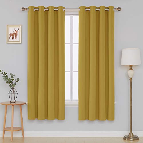 Image of Deconovo Blackout Curtain Thermal Insulated Window Treatments Grommet Top Blackout Curtain Room Darkening Curtain Panels for Nursery 52 x 84 Inch Turmeric